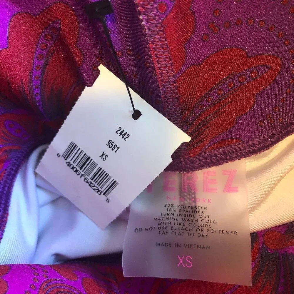 NWT EXCLUSIVE Terez Ruby Amethyst Damask Leggings XS - Picture 12 of 16